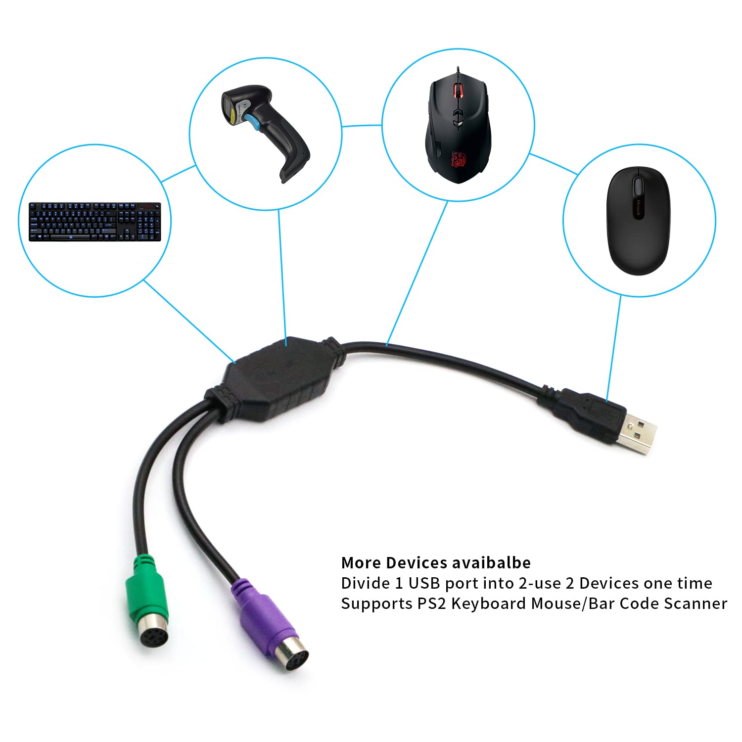Ps/2 Keyboard And Mouse Female To USB Male Adapter Keyboard Mouse To ...