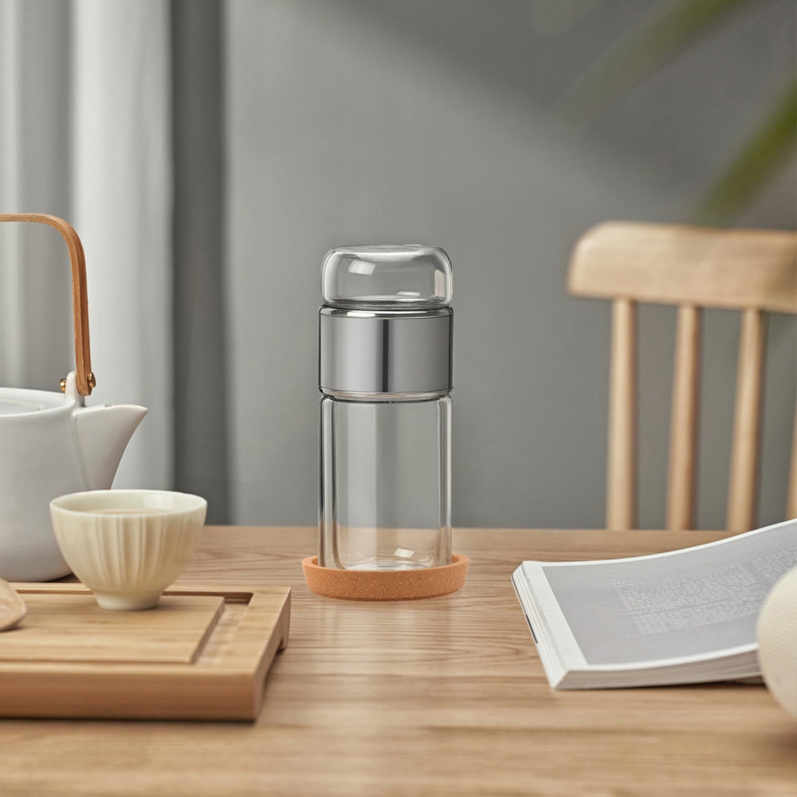 TOPBATHY 15stücke Teiliges Holzuntersetzer Für Und Gläser Runde Korkmatten Und Abwaschbar Für Küche Und Zuhause Schützt Oberflächen Vor Wasserflecken Und Tropfen