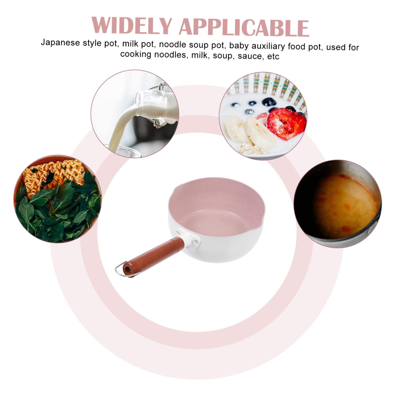 Japanischer Milchtopf aus Aluminium Leichter Babybrei Topf zum Einfachen Reinigen mit Holzgriff zur Zubereitung von Babynahrung und Frühstück
