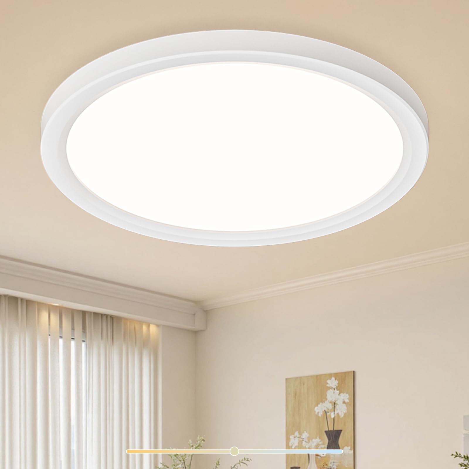 Lampara Techo 46W, Plafon Led Techo 3000K, 4000K, 6500K, 3000LM, IP44 Impermeable, Moderno Y Sencillo, Delgada Lámpara de Techo para Sala de Estar, Baño, Dormitorio, Cocina 490 * 21mm
