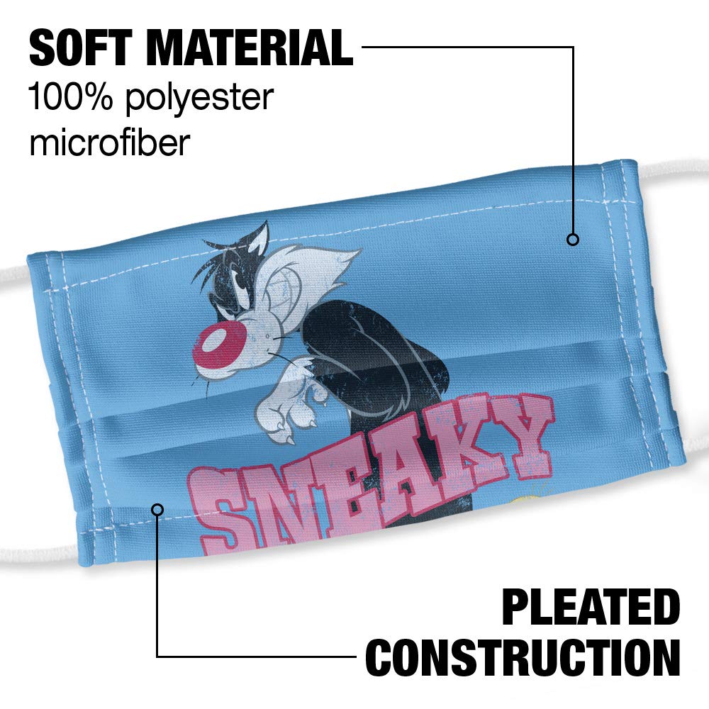 Popfunk Looney Tunes Sneaky 1-Ply Reusable Face Mask Covering with Adjustable Nose Wire, Unisex