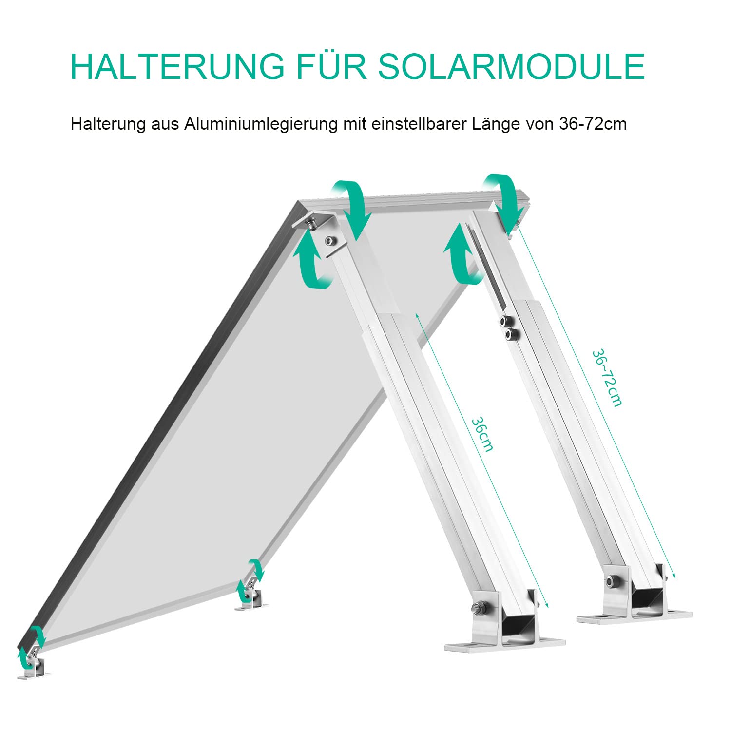 TEOV Solarmodul Halterung 10-40° Individuell Verstellbar Photovoltaik Modul Halterung, Solarmodul Halterung füR Balkonkraftwerk Flachdach Ziegeldach, Befestigung Solarmodule Halterung Montageset 2Paar
