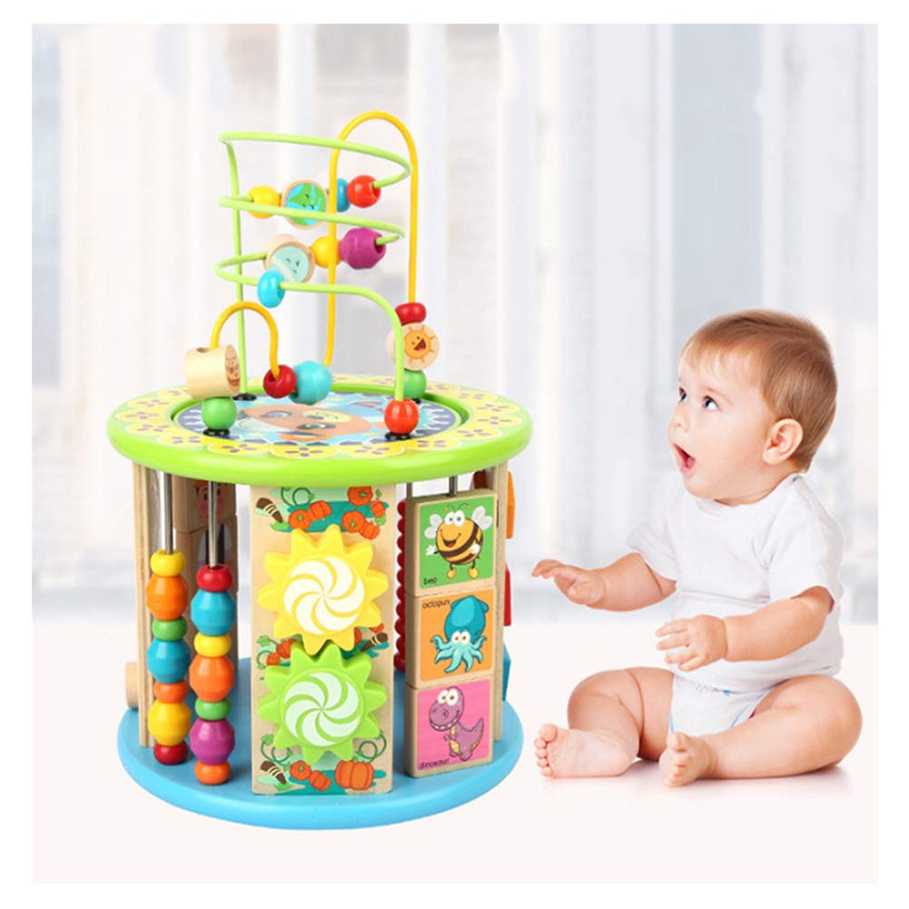 8 in 1 Activity Cube Toys Baby Educational Wooden Bead Maze Shape Sorter,Toys for Kids Baby Toddler Age 3 4 5 6 7 8 + Year Old Girls Boys