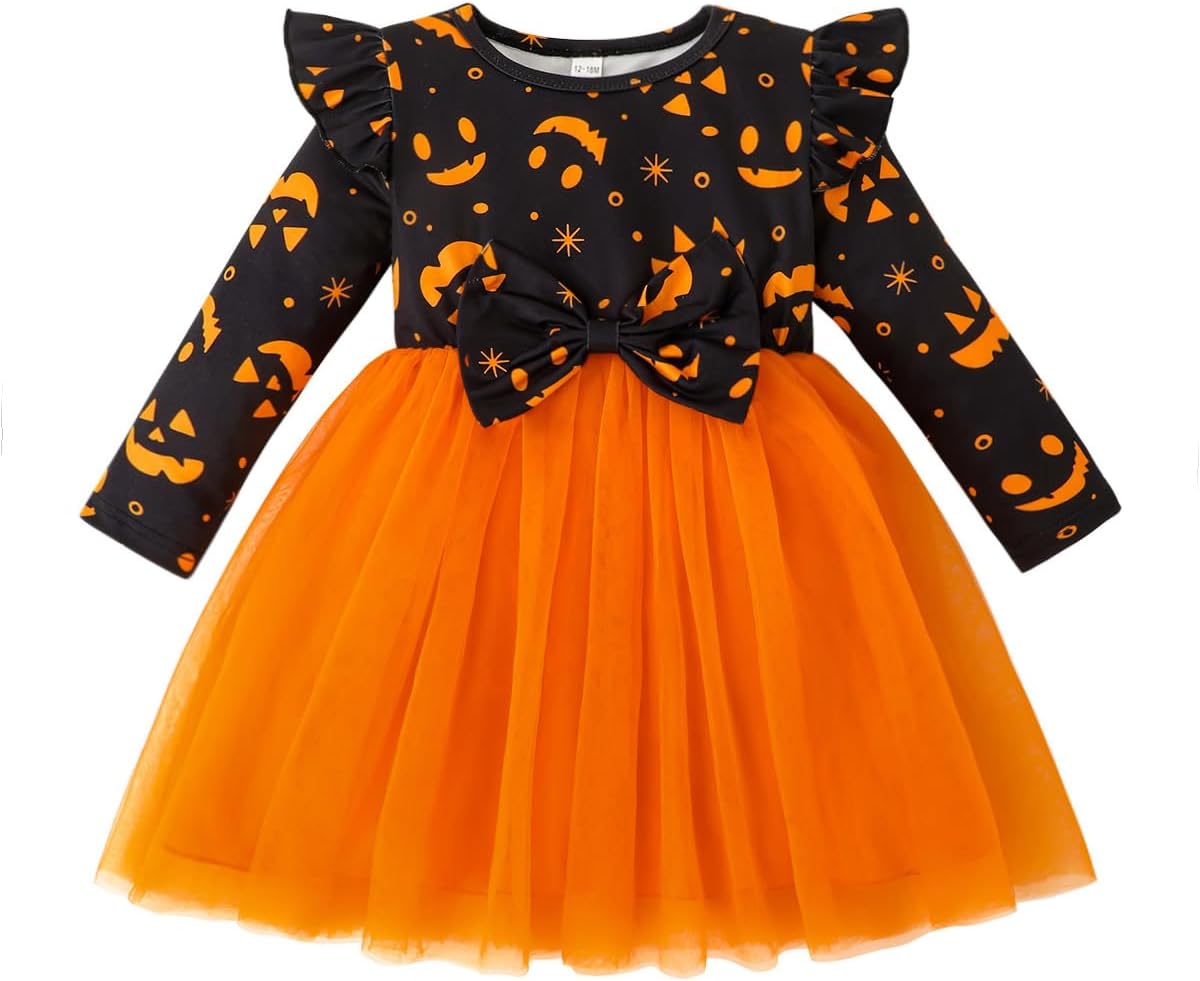 12M-8Y Baby Girl Outfits Toddler Tutu Dress Kid Long Sleeve Tulle Dresses Holiday Party Clothes
