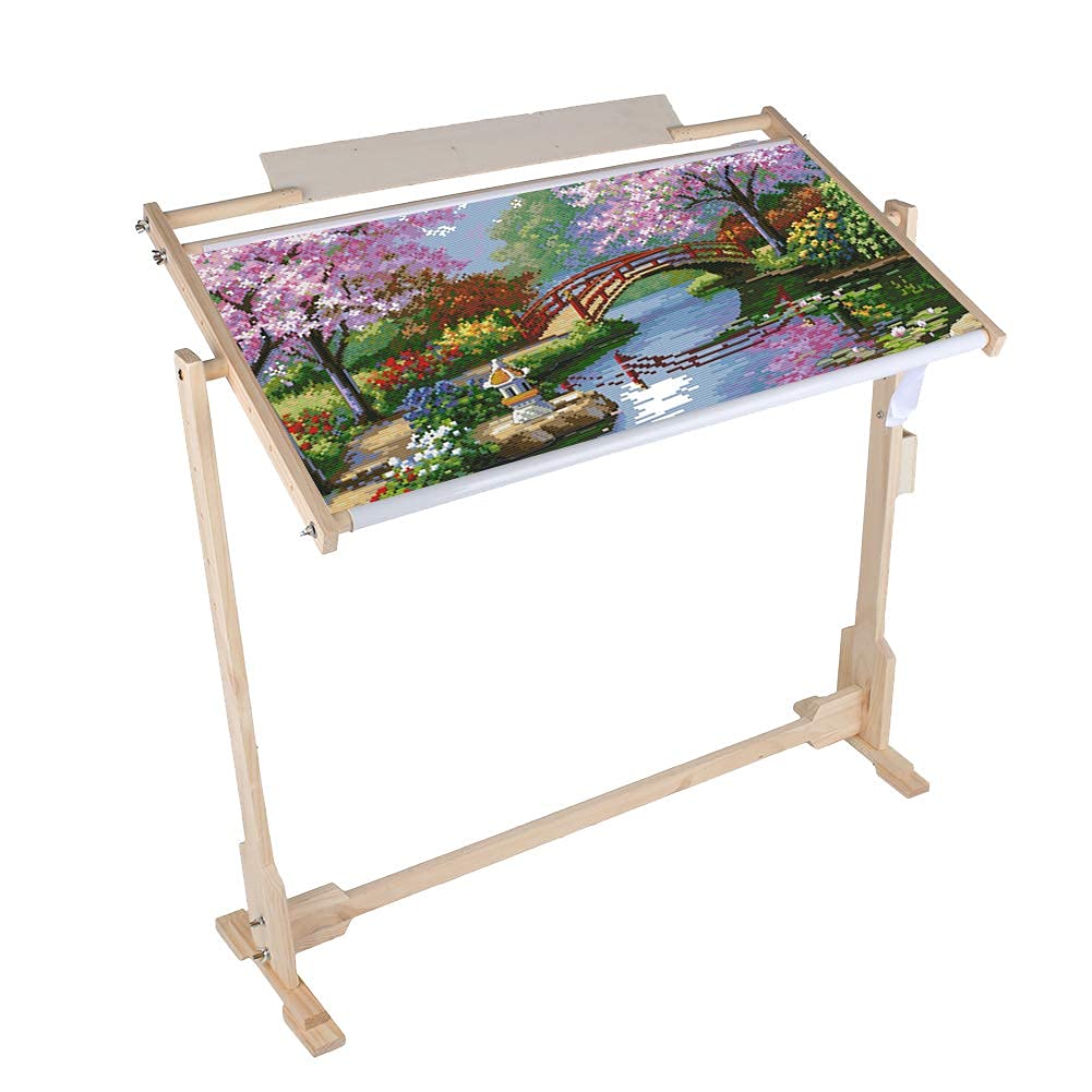 Stickrahmen Holz, Cross Stitch Stand Kreuzstich Ständer 360 ° Verstellbarer für Kreuzstich-Nadelarbeiten 80cm