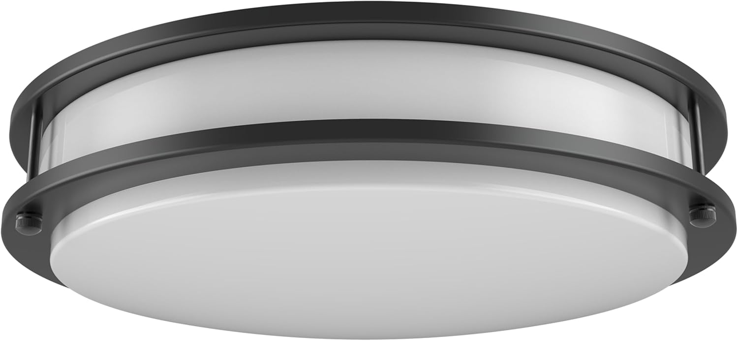 DYMOND LED Ceiling Light Flush Mount Dimmable Adjustable Lighting from Warm White to Daylight 2700K 3000K 3500K 4000K 5000K 5 in 1 Selectable CCT (Matte Black, 14 Inch)