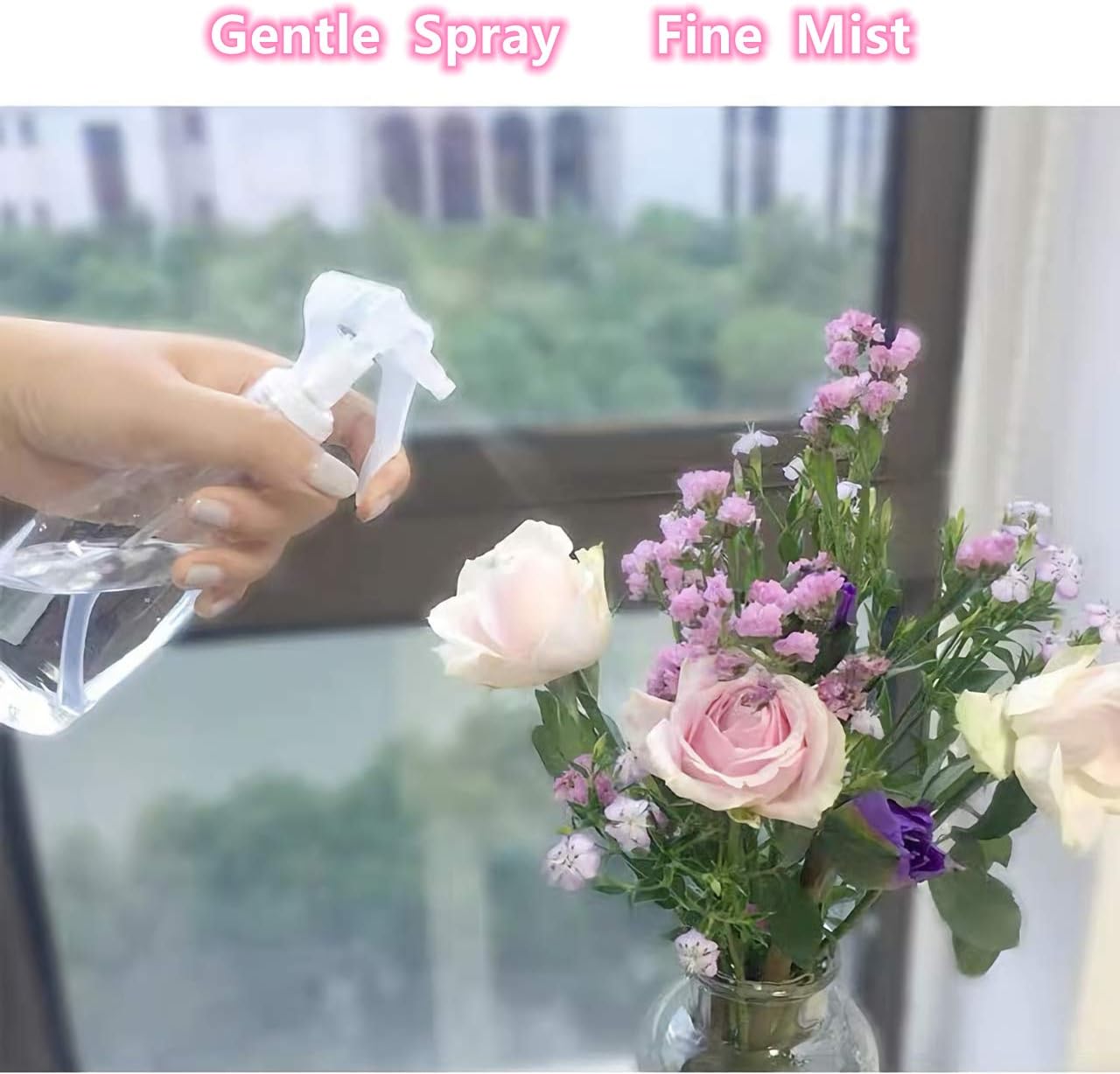 ROISOOT Spray Bottle, 200ml Plastic Empty Spray Bottles for Hair/Water/Plant, Gentle Atomizer for Cleaning Solutions and Fine Mist