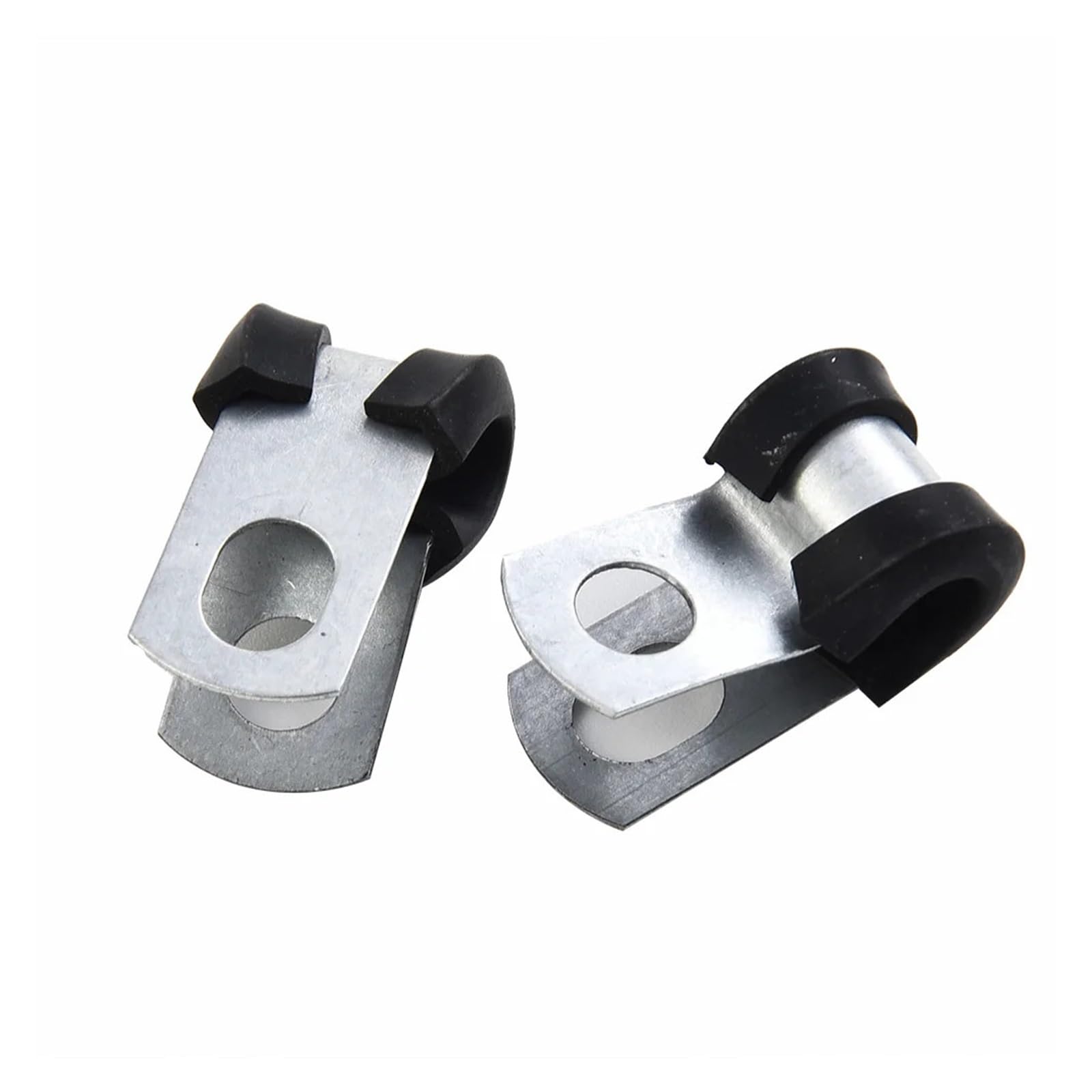 SHALLEZSOU Pipe clamp 12pcs Metal Rubber Lined Wiring Hose Pipe Clamps 3/16" Brake Gas Line Fixing Cramp