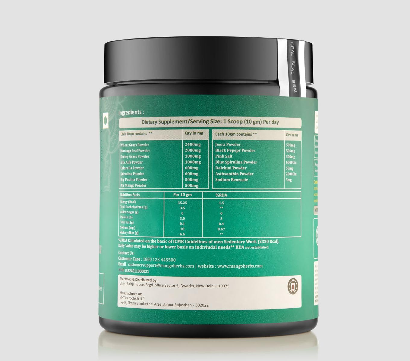 Mango Herbs Super Greens Pro: Organic Spirulina, Moringa, Clorella, Wheat Grass and Blue Spirulina | Natural Water Cumin Taste | Detox and fiber for health rich in antioxidants Mango Herbs Super Greens Pro: Organic Spirulina, Moringa, Clorella, Wheat Grass and Blue Spirulina | Natural Water Cumin Taste | Detox and fiber for health rich in antioxidants