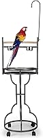 COZIWOW 72" Parrot Stand with Stainless Steel Trays & Bowls - Large Bird Playstand Perch Gym for Macaws, Conures, African Greys - Rolling Wheels & Toy Hook
