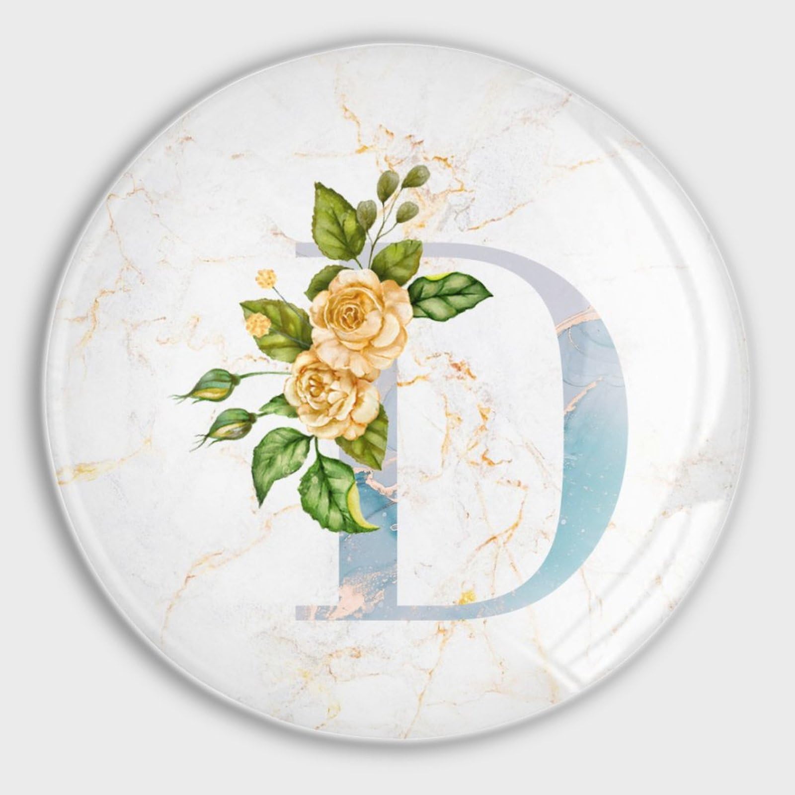 Imanes de vidrio para refrigerador con monograma D y girasol para decorar pizarras