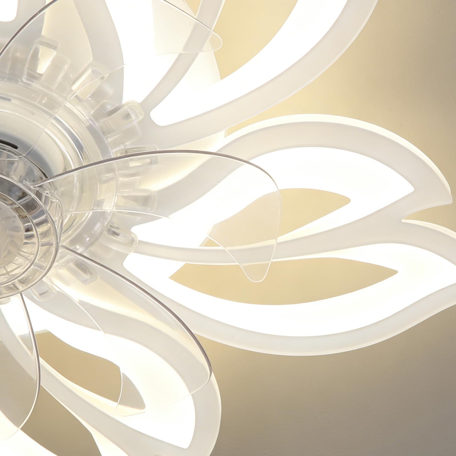 Homefire Deckenventilator Mit Beleuchtung und Fernbedienung Leise - LED Deckenlampe APP Dimmbar Ventilator Timing Deckenleuchte Kreativer 6 Lichter Design Wohnzimmer Fan Winter/Sommer für Schlafzimmer