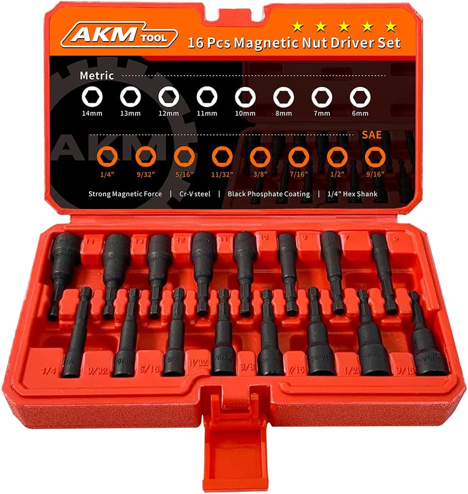 Nut Driver Set, AKM TOOL 16Piece Nut Driver Set
