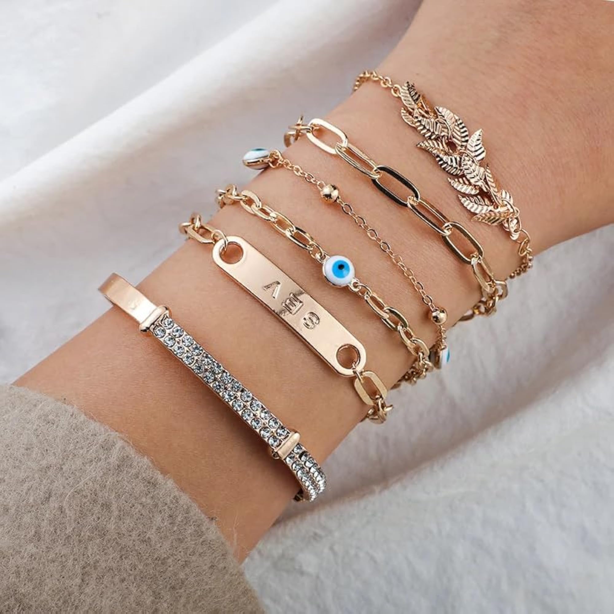 Women's Stackable Plated Jewelry Bracelet Bangles (Style 3)