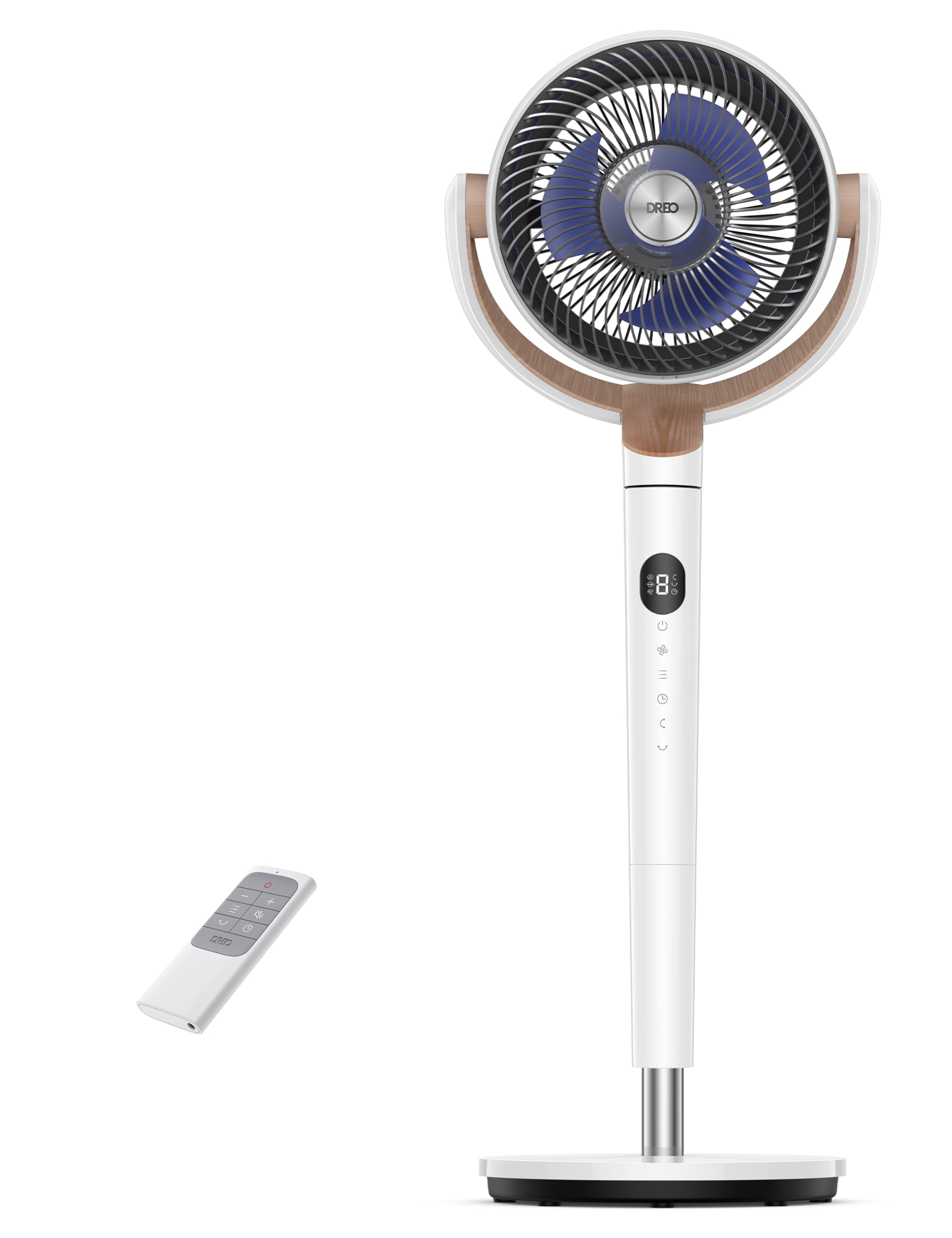 DREO 23dB leiser Standventilator, 120°+120° Omni-direktionale oszillierende Ventilator, 27M Windentfernung, 1615 m³/h Luftvolumen Echt Turbo-Luftzirkulator Fans, 89-102cm Höhe 3 Modi 8-Geschwindigkeit