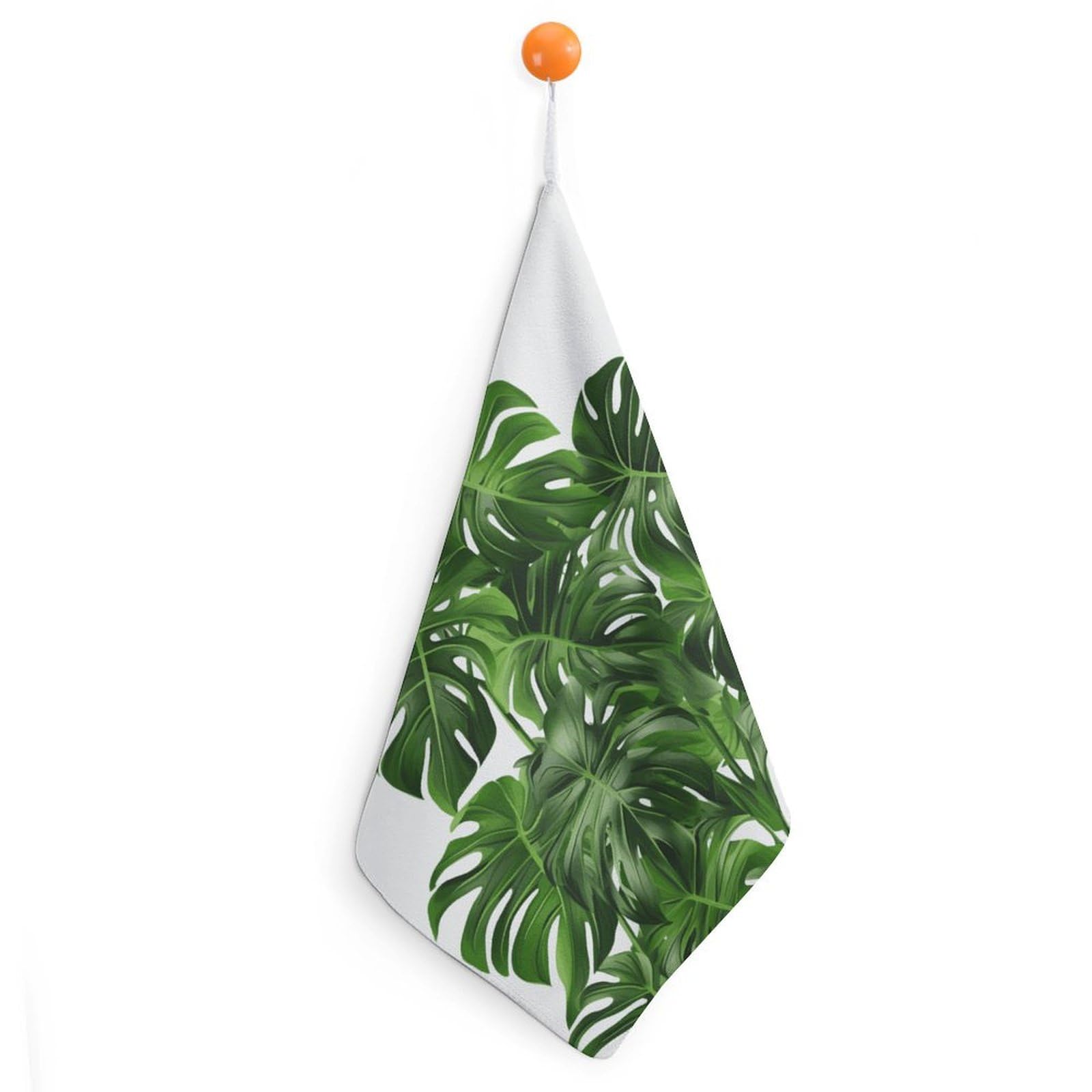 QMNLKH Monstera Deliciosa Banana Palm Hand Towels for Kitchen, Quick Dry Hanging Hand Towels with Loops, Absorbent Hand Towel for Bathroom, Square Soft Microfiber Towels for Gym, 11.8inch 1PCS
