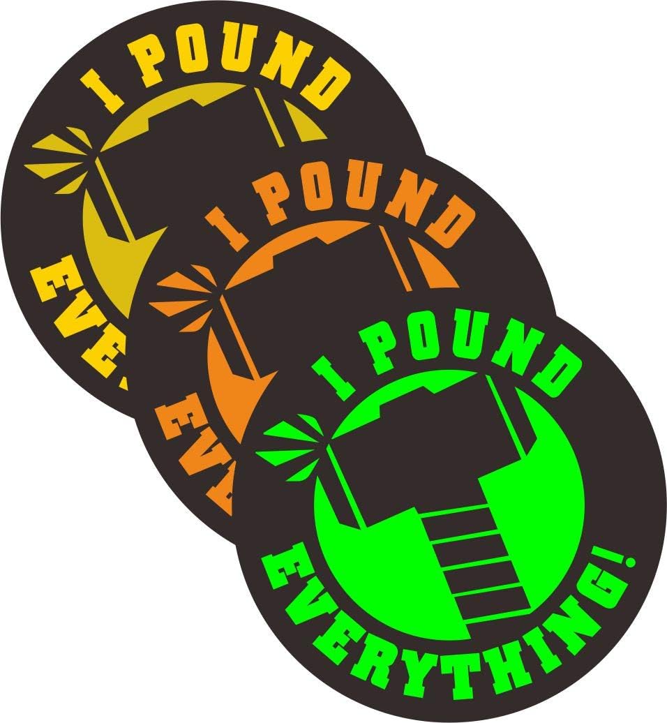 3 pcs I Pound Everything Funny Hard Hat Stickers, Motorcycle Hammer Welding Biker Decals, Vinyl Weatherproof Labels