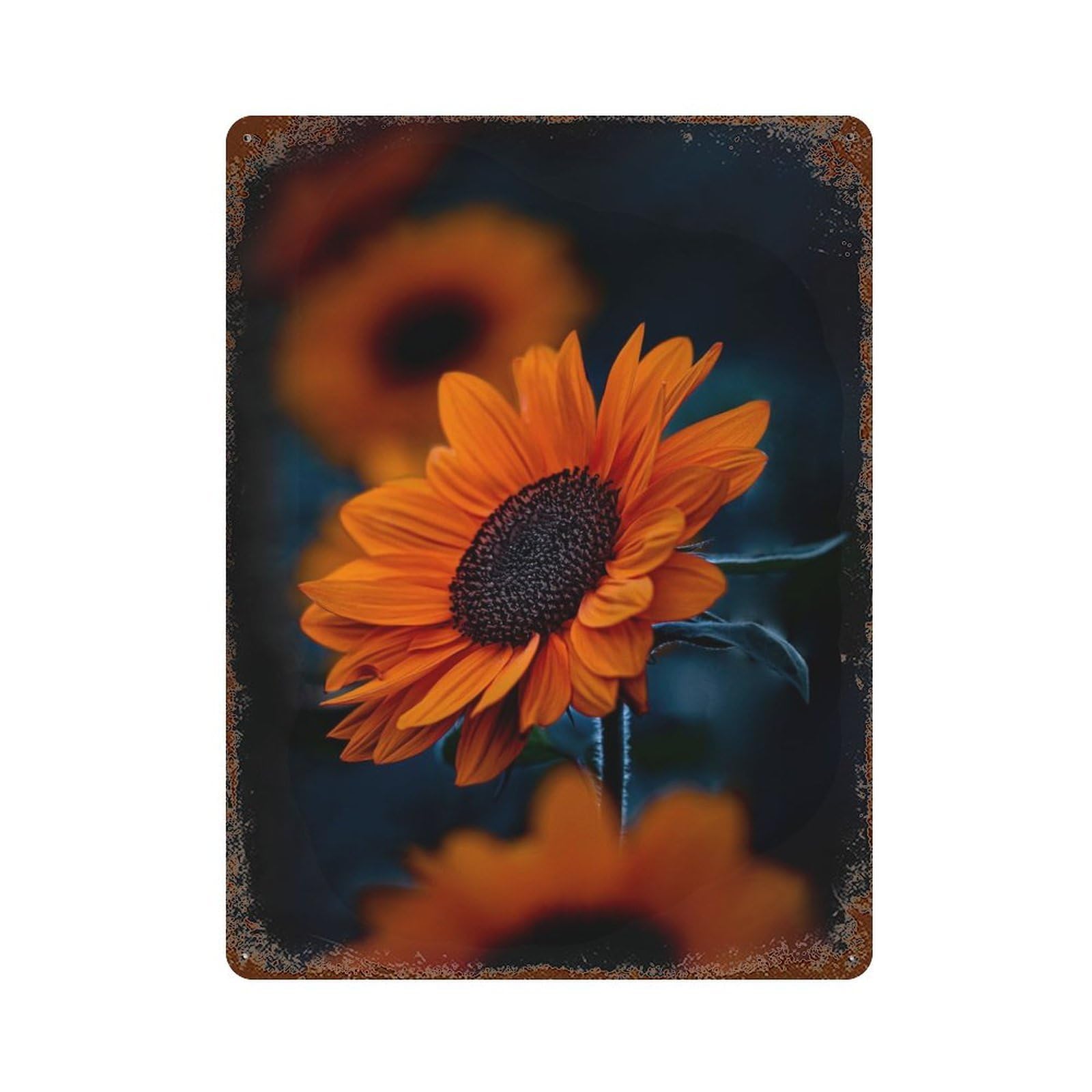 Golden Sunflower Distressed Metal Wall Sign 15.7"x11.8", for Garage, Bar And Workshop Decor, Decorative Metal Wall Art