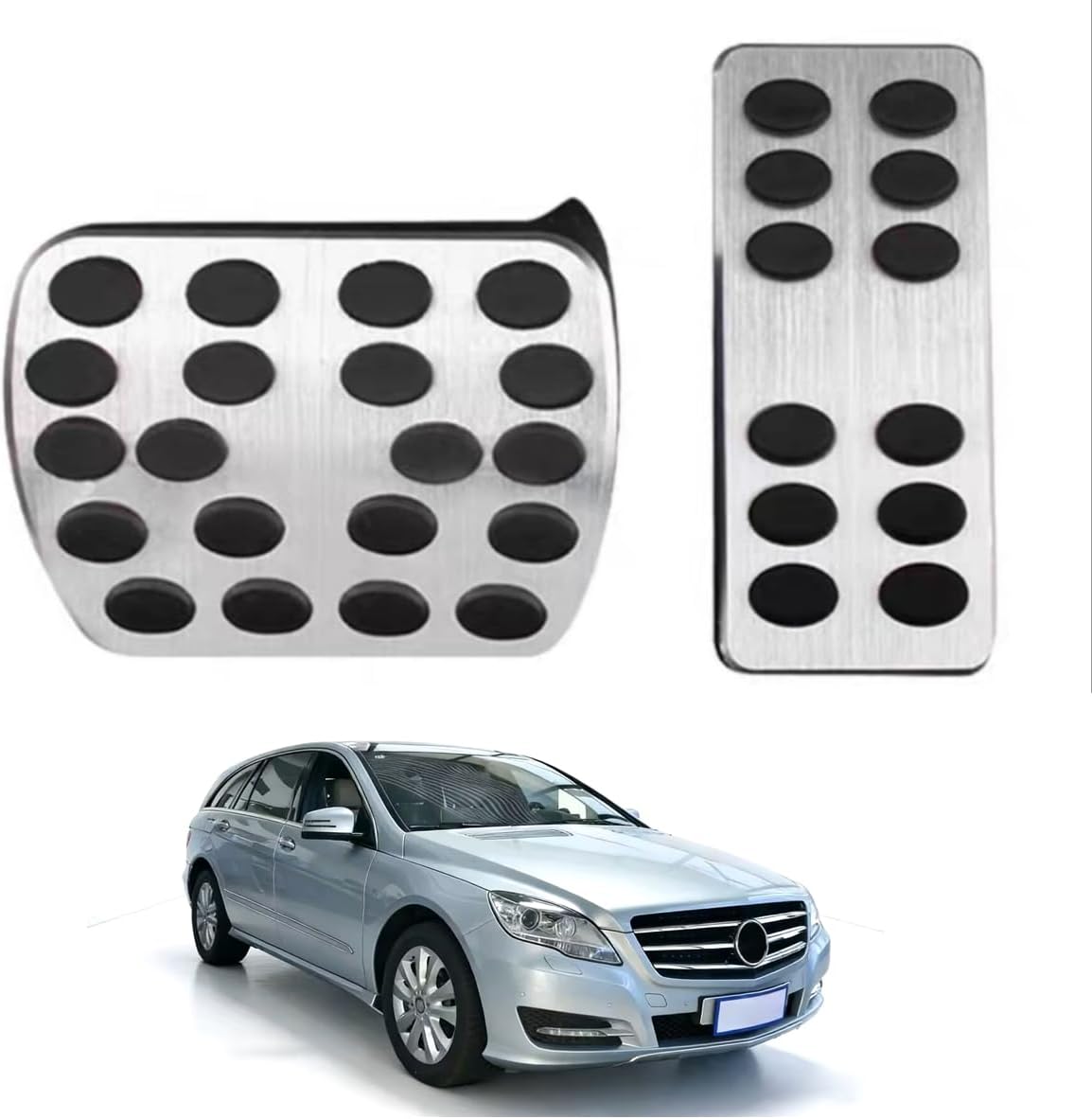 Car Pedal Covers for Mercedes-Benz R-Class 2007 2008 2009 2010 2011 2012, Auto Aluminum Gas Pedal Covers Accessories Replacement, Non-Slip Accelerator Brake Foot Rest Pedals(Set of 2)