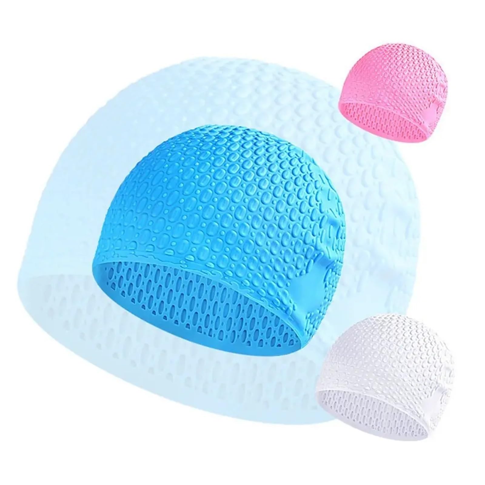 2 Stück Silikon-Badekappe, Bequeme Badekappe, ideal for lockiges, kurzes, mittellanges Haar, for Damen und Herren Für Herren Damen