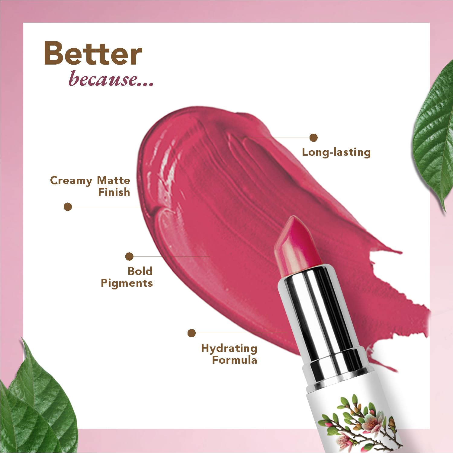 Organic Harvest Moisture Matte Lipstick - Soft Chestnut | Langanhaltender brauner, cremiger matter Lippenstift | feuchtigkeitsspendende Formel | zertifiziertes Bio-Make-up | tierversuchsfrei & vegan