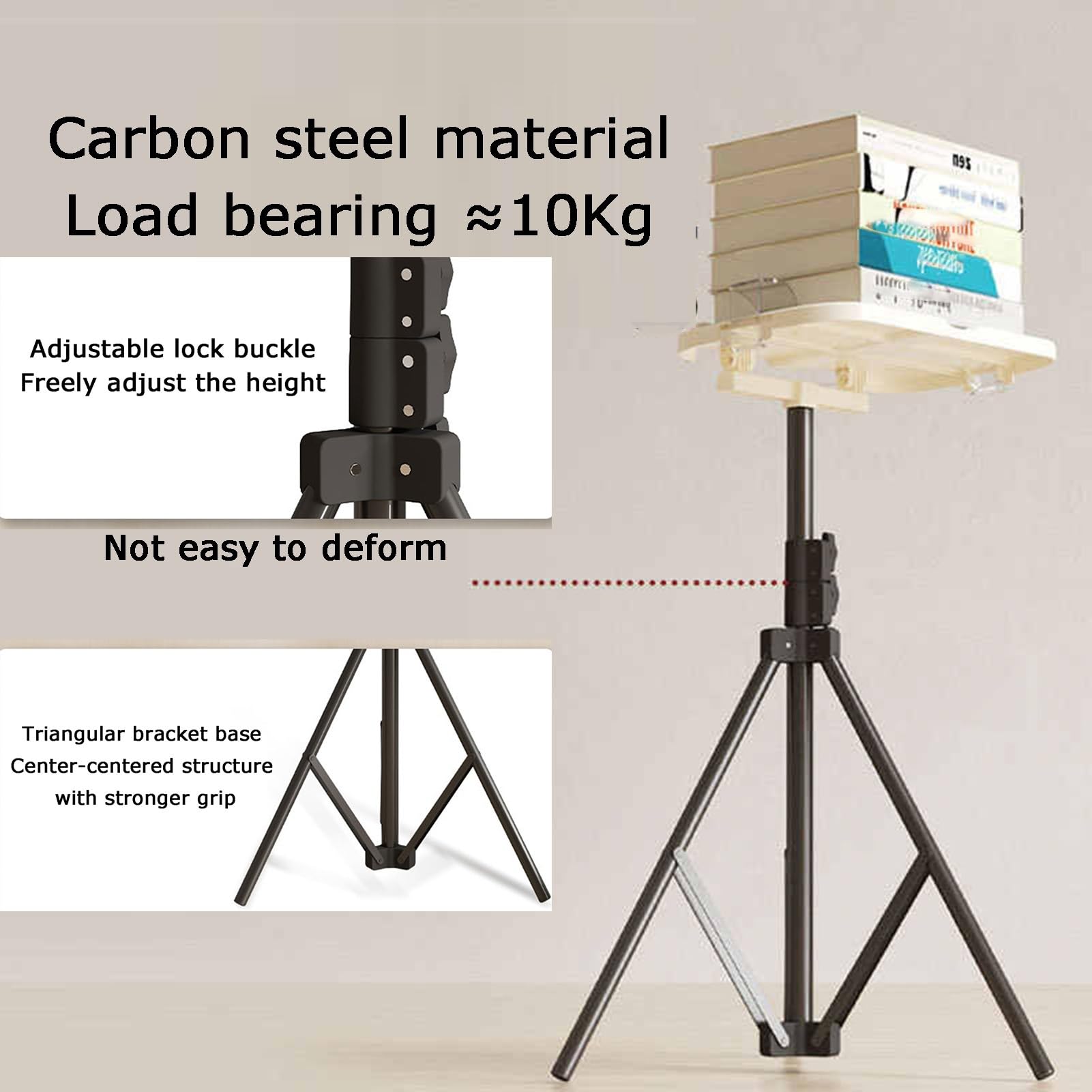 Treppiede da terra con clip trasparente, capacità di carico 10 kg per ricette e spartiti musicali