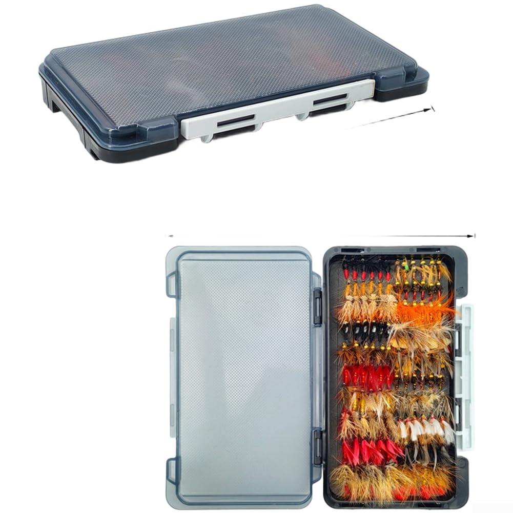 Kit Mosche Pesca 120pz Dry Wet Nymph per Trota(120) | 120 misti, dry wet nymph, scatola magnetica, uncini affilati, trota bass fiume