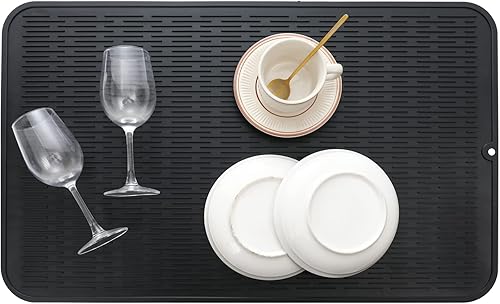 Miniatura 7 de Tapete de silicona para secado de platos para múltiples usos, fácil de limpiar, ecológico, resistente al calor, tapete de silicona para encimera o