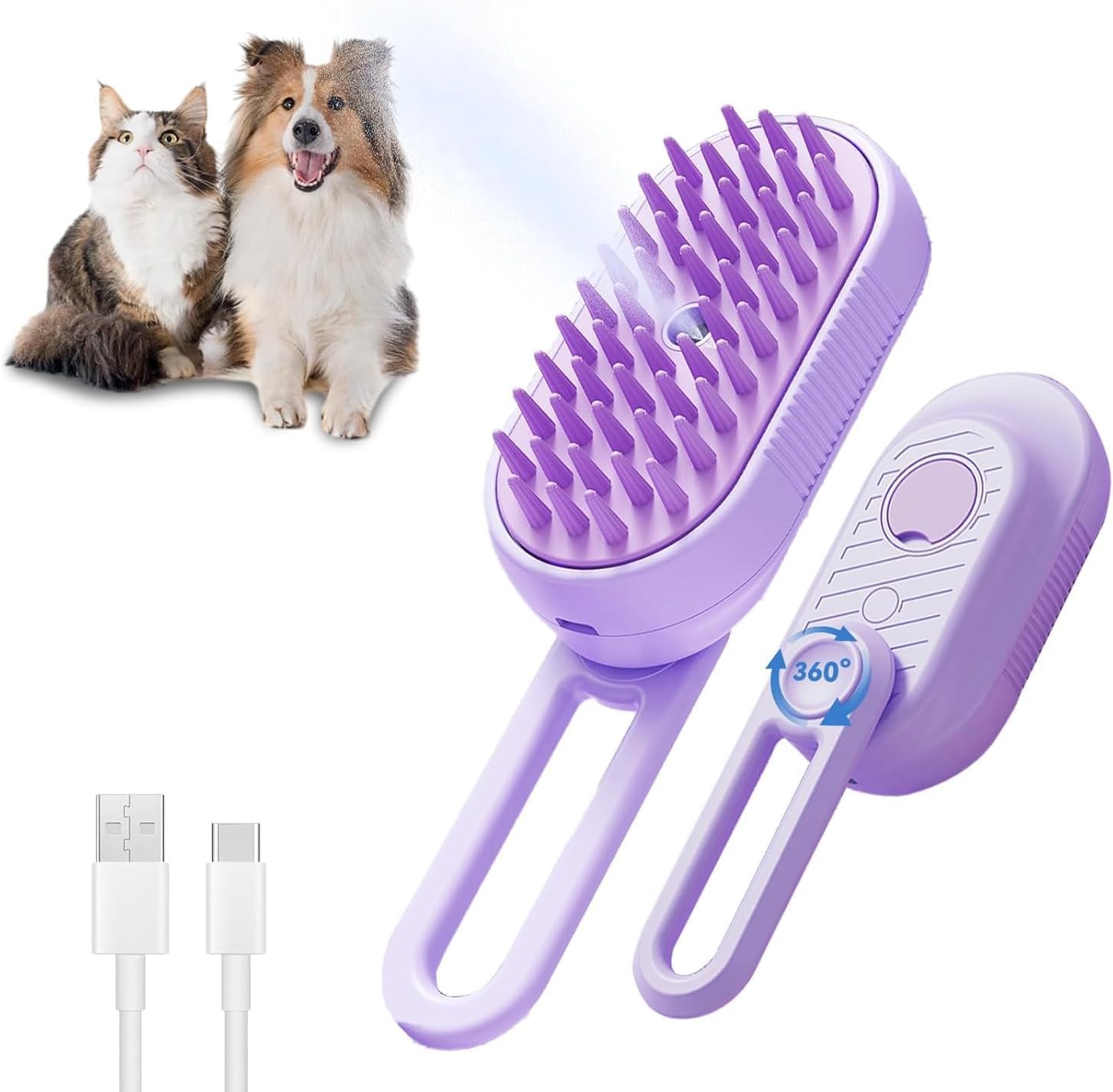 Amazon.com: Cat Steam Brush for Shedding, 3 in 1 Cat Steam Brush with ...