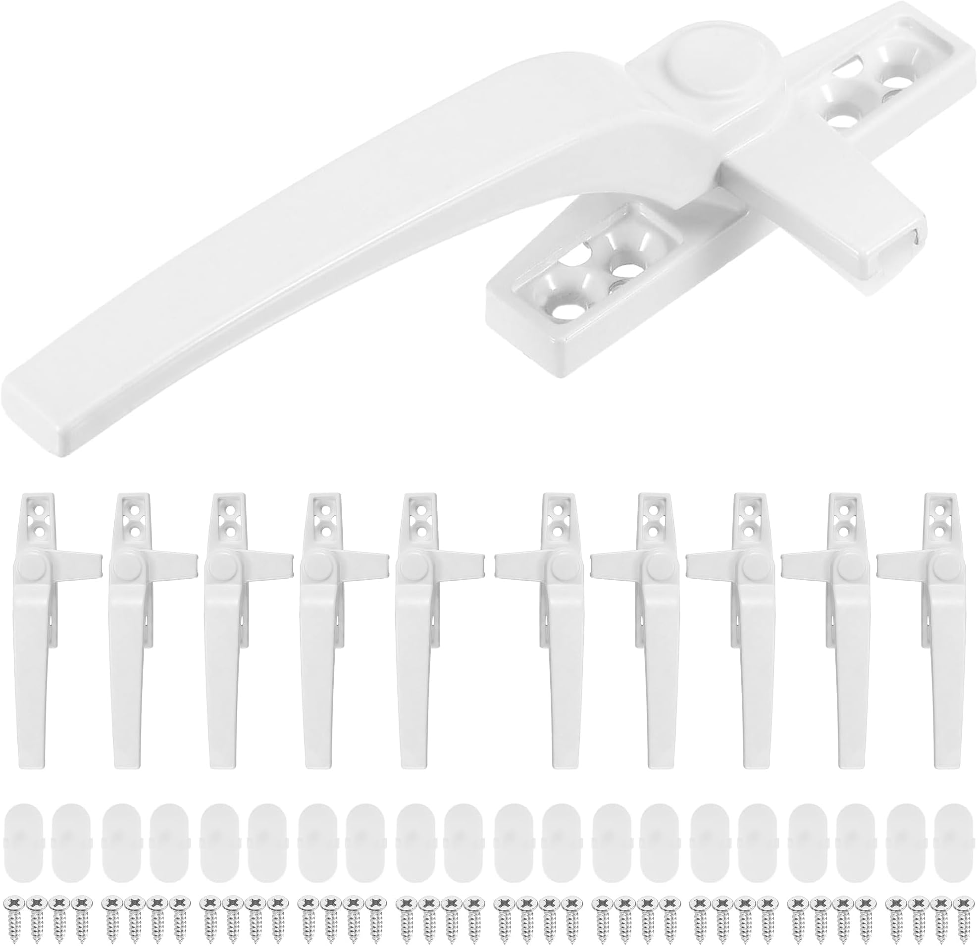 10 PCS UPVC Window Handles,Universal Window Handle Replacement,White Aluminum Alloy Cockspur Window Handles for UPVC Windows,Left/Right Handles for Windows and Sliding Doors