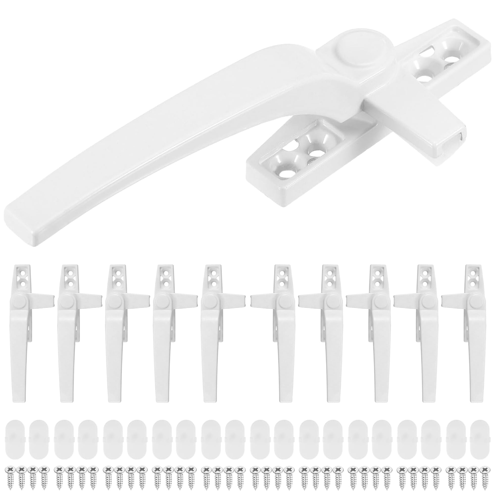 10 PCS UPVC Window Handles,Universal Window Handle Replacement,White Aluminum Alloy Cockspur Window Handles for UPVC Windows,Left/Right Handles for Windows and Sliding Doors