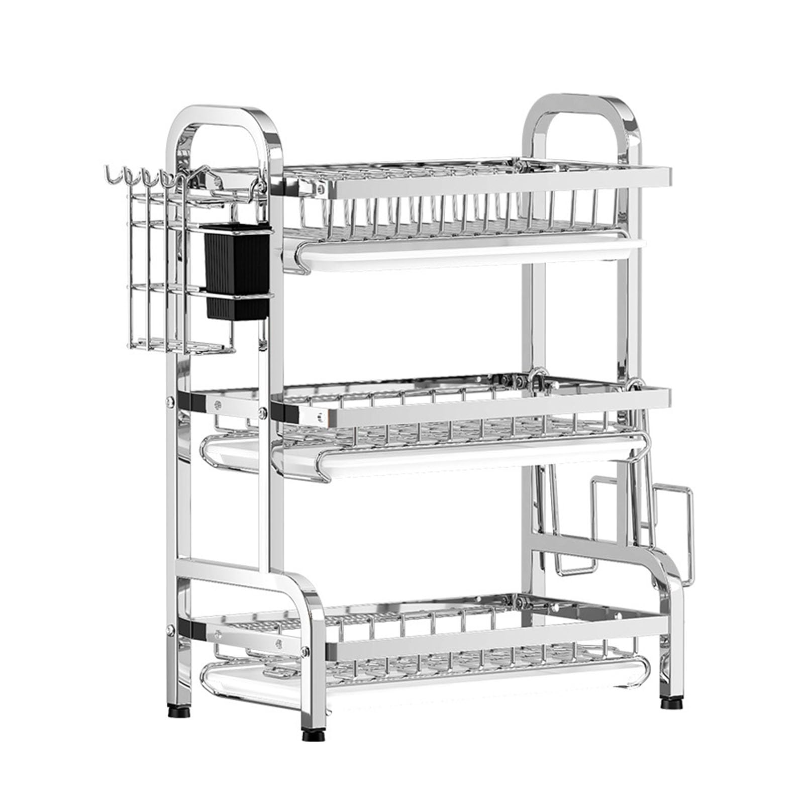 Yanqiangxue Dish Drying Rack, Dish Drainer With Drip Tray, Stainless Steel Dish Rack With Utensil Holder, Cutting Board Holder And Cup Rack, Draining Rack For Kitchen Counter,A32.2cm