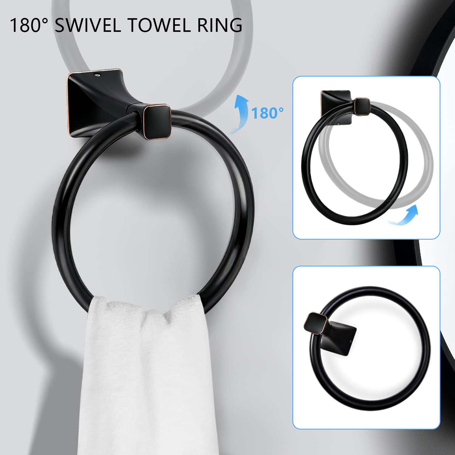 5 Piece Bathroom Hardware Accessories Set SUS304 Stainless Steel Bath Towel Bar Set 24 Inch Towel Racks for — view 5