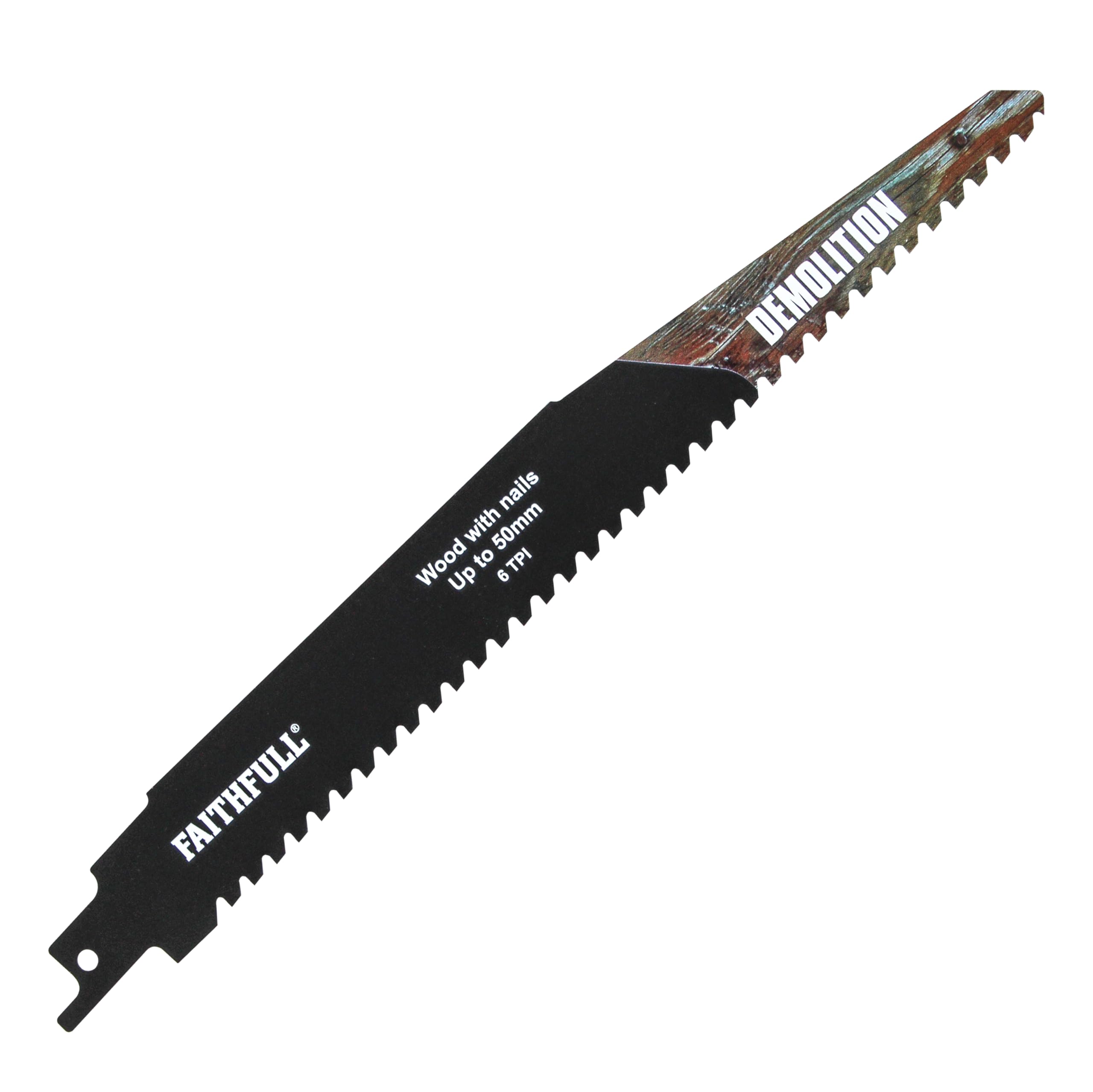 Faithfull S1140HM Demolition Carbide Sabre Saw Blade 228mm 6 TPI Black