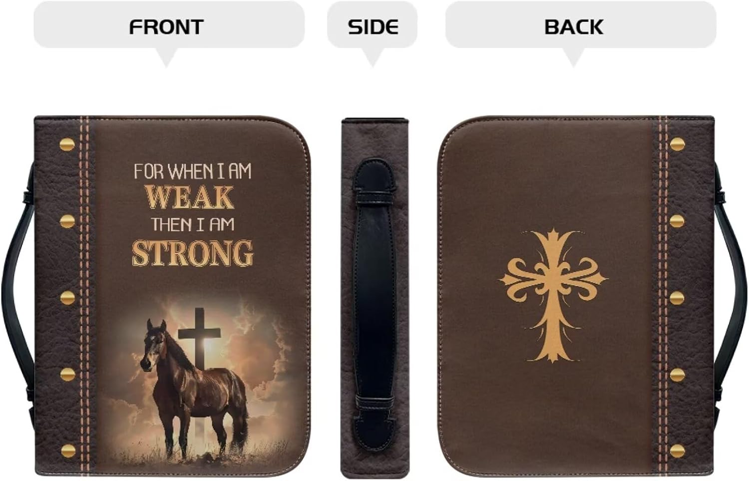 Leather Bible Case for Women Men Bible Cover with Handle Large Book Carryying Case Fashion Bibles Protector