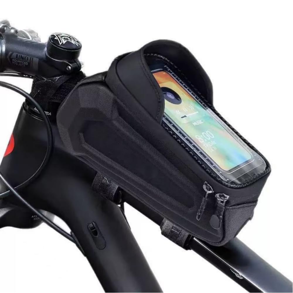 Bicycle Frame Bag.Waterproof Phone Support.Equipped with a TPU Sensitive Touch Screen.Suitable for Mountain Bikes,Road Bikes and Electric Bikes.Suitable for Smartphones Under 6.8 Inch