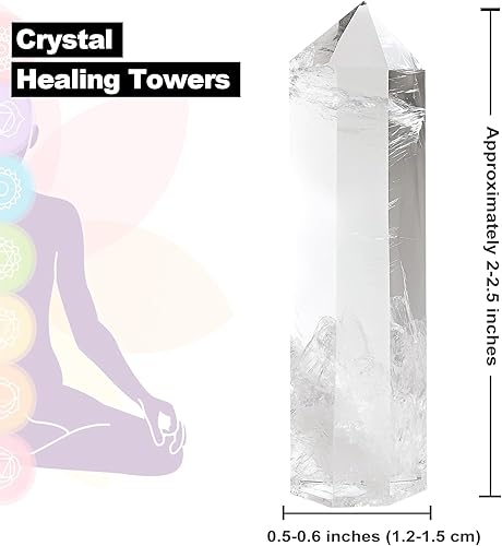 Miniatura 2 de Crystal Towers - Varitas hexagonales de punta de cristal curativa, obelisco, reiki, equilibrio de energía, terapia de meditación de chakras, regalo