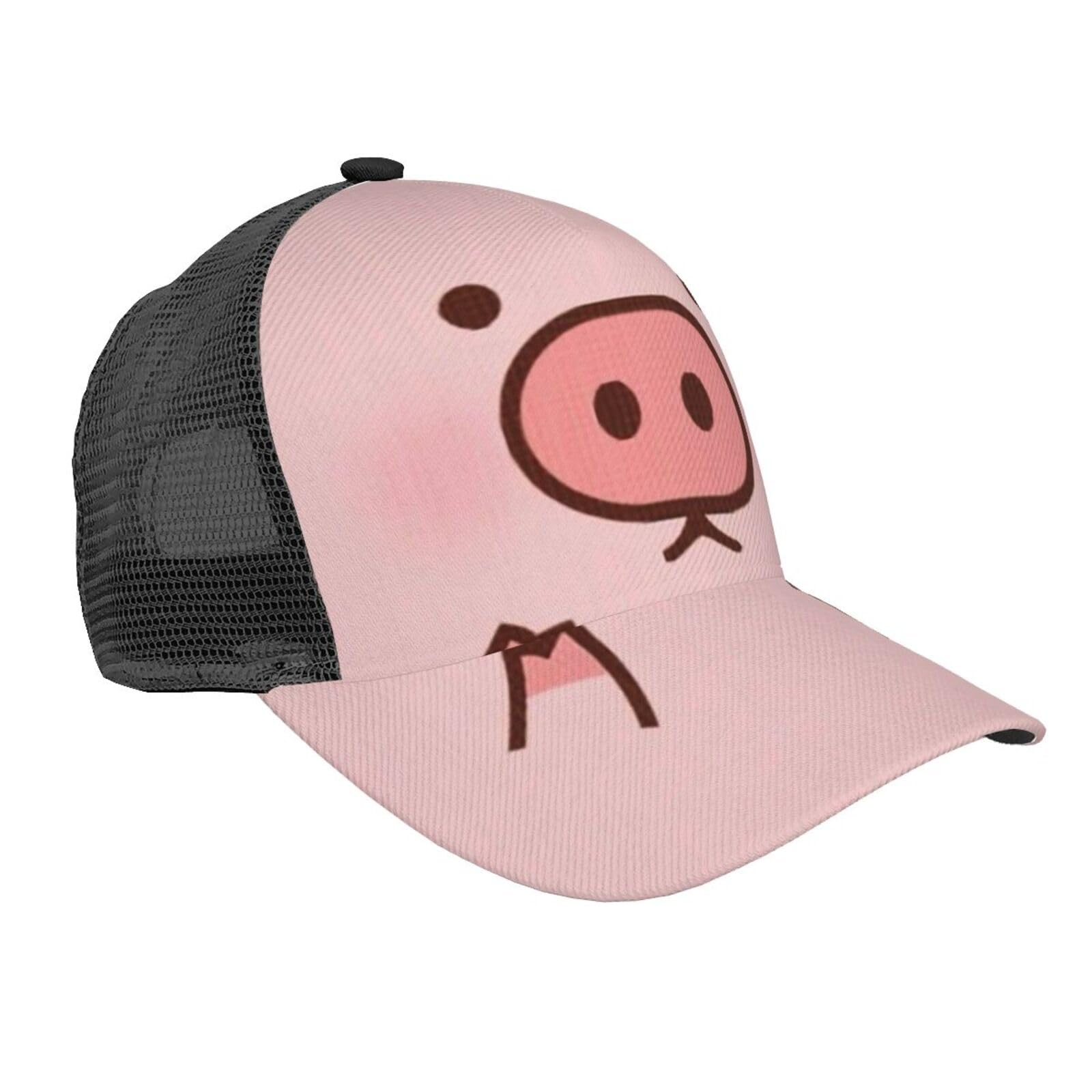 Opsrey Unisex Cute Pig Printed Adjustable Mesh Baseball Cap - Fashion, Curved Brim