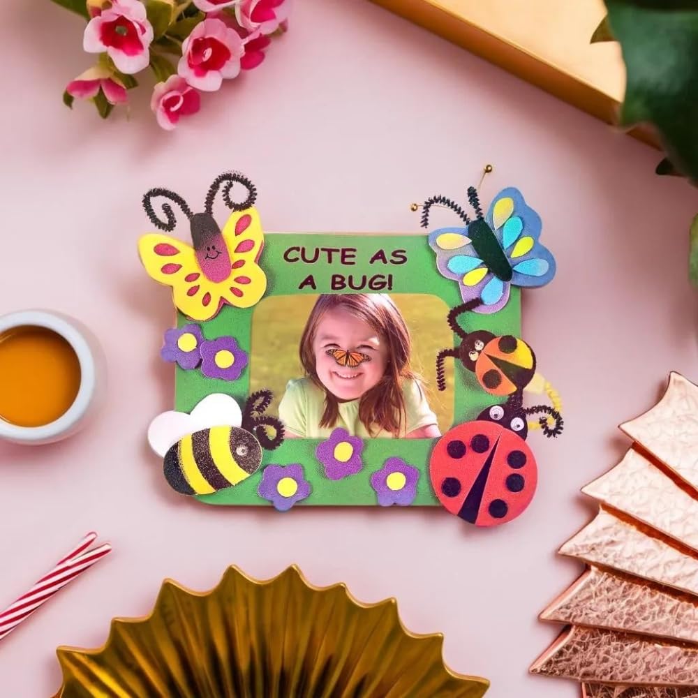 Farm Foam Frame Craft Kit - 12 Piece DIY Photo Frames With Animal Designs For Kids