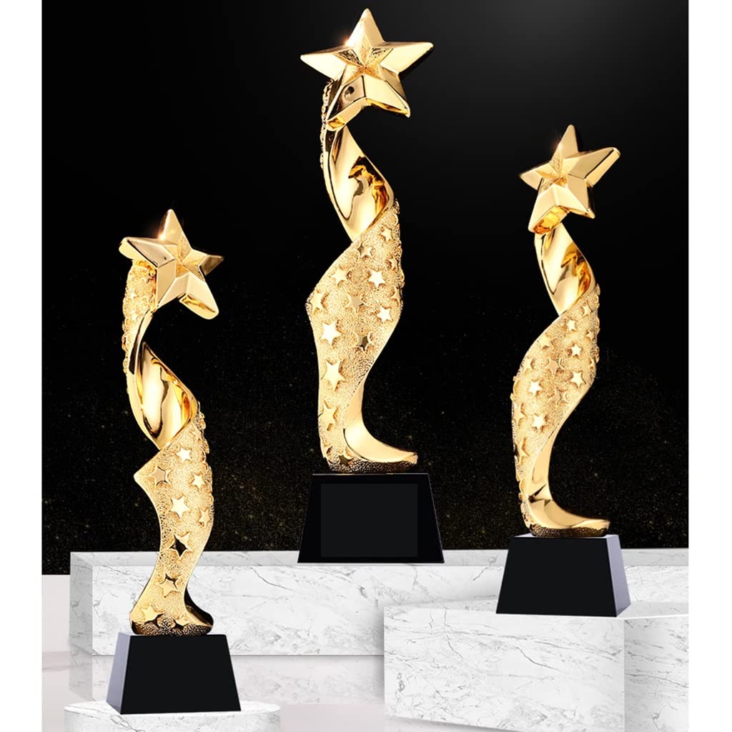 Trophées Trophée en Résine Dorée Trophée De Lettrage Créatif Cinq Étoiles Trophée du Concours Trophée d'honneur du Concours De Connaissances Scolaires Souvenirs Décoratifs Coupes