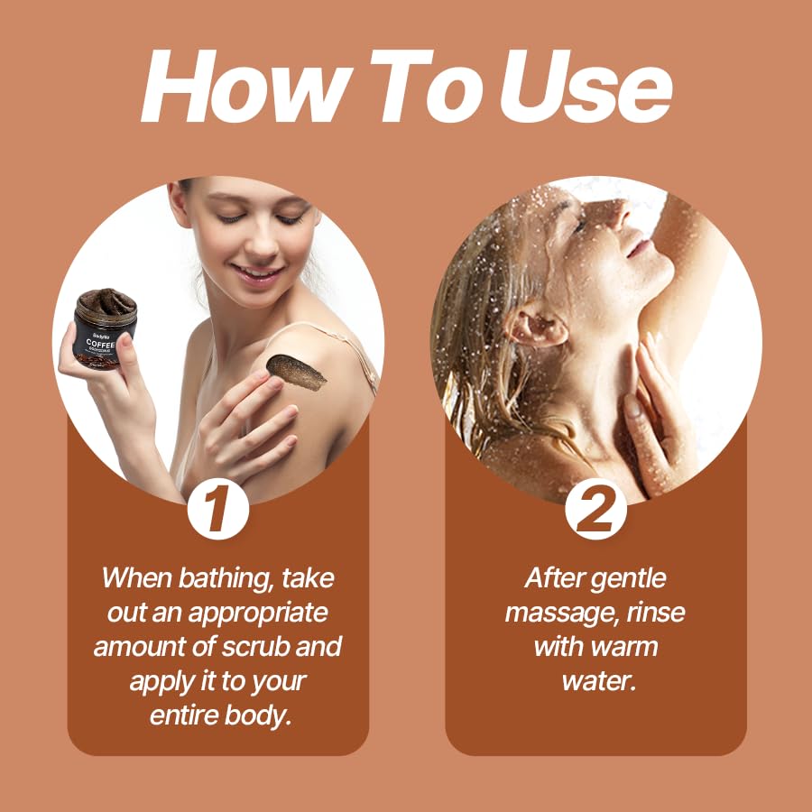 Coffee Body Scrub Exfoliating Sugar Scrub for Body Dead Skin Remover Moisturizing Body Polish Smooth Skin Shower Bath Body Exfoliator Skin Smoothing Scrub 10.58 oz