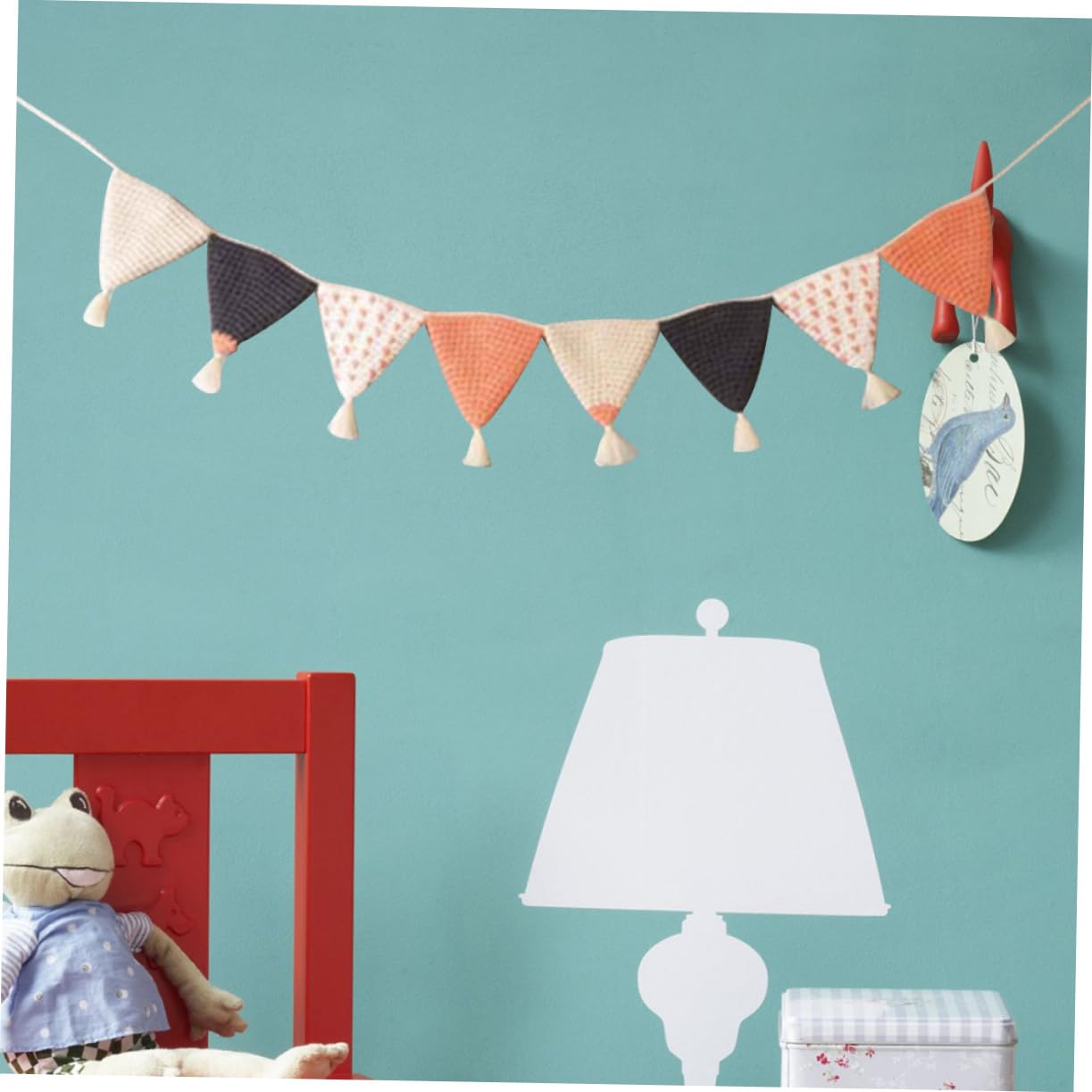 Abaodam 2 Banderines Triangulares De Algodón Banderines De Color Naranja Vibrante Para Celebraciones Y Decoración De Habitaciones De Niñas.