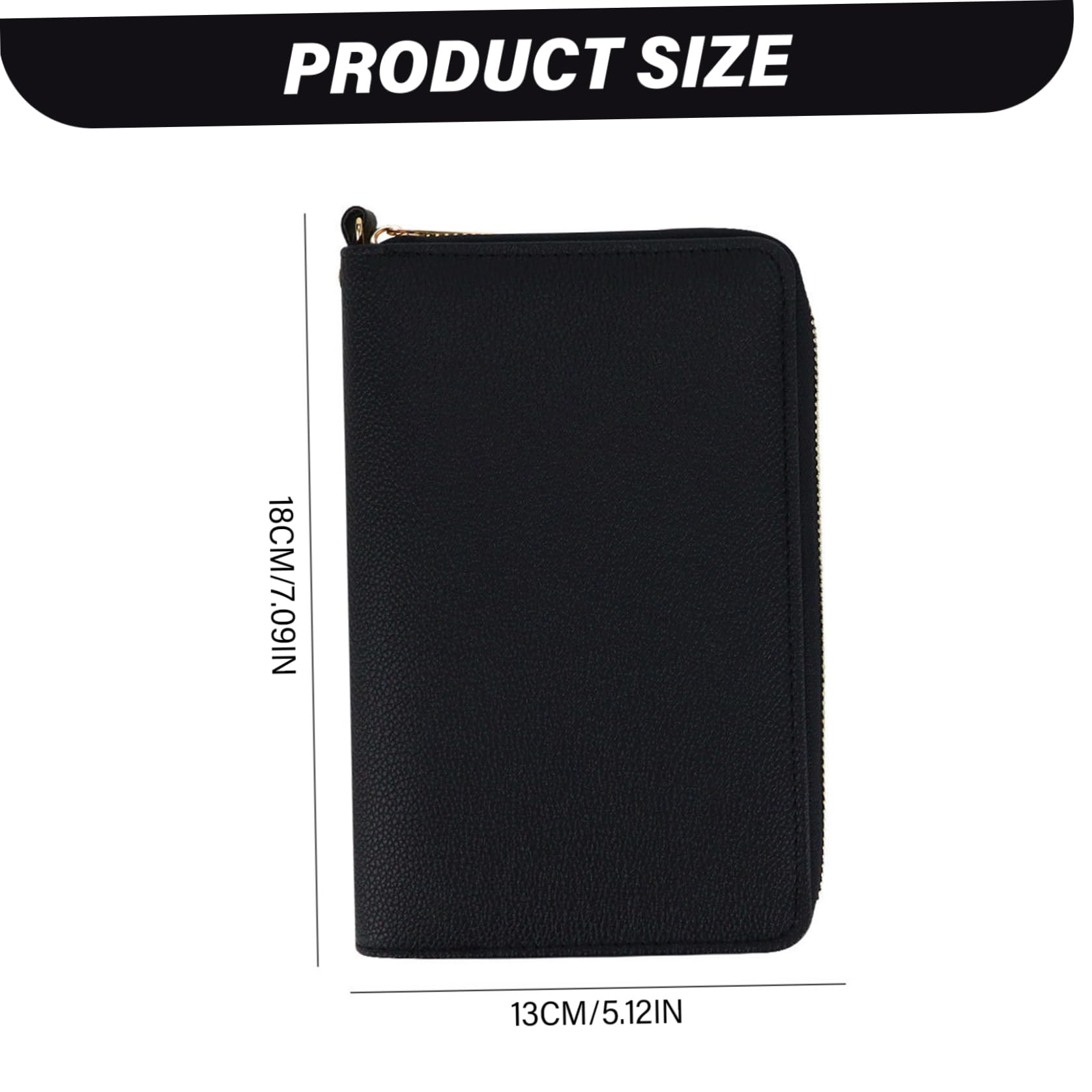 Portefeuille planificateur A7 en cuir PU avec fermeture éclair, organisateur rechargeable 6 anneaux