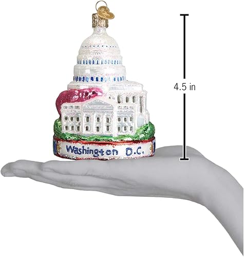 Miniatura 5 de Old World Christmas Ciudades, lugares y lugares de interés Adornos de vidrio soplado para árbol de Navidad Washington D.C