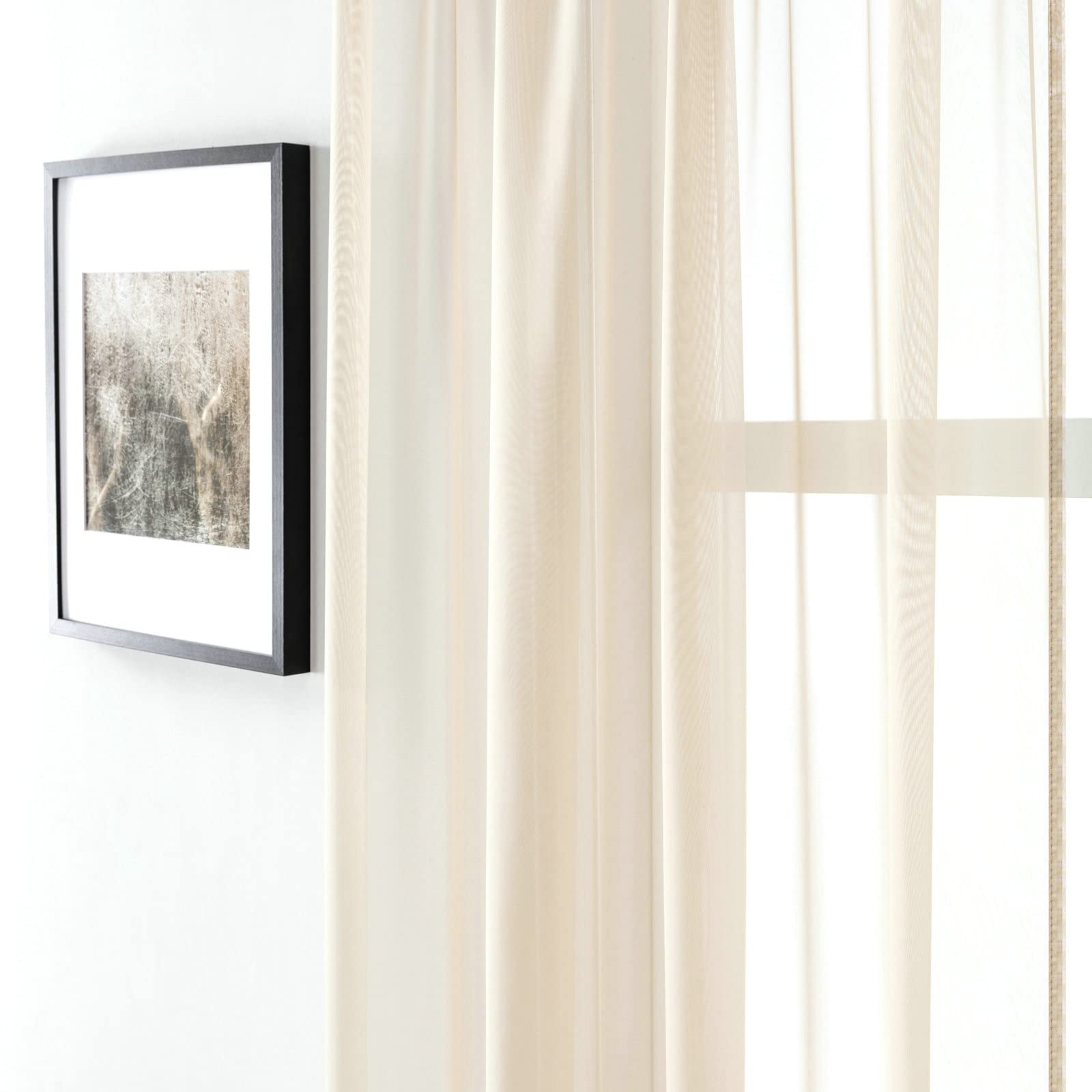Tende Esterno 137X244 Tende Termiche Camera da Letto Tende 2 Pezzi Soggiorno Beige Colore Solido Tende in Voile