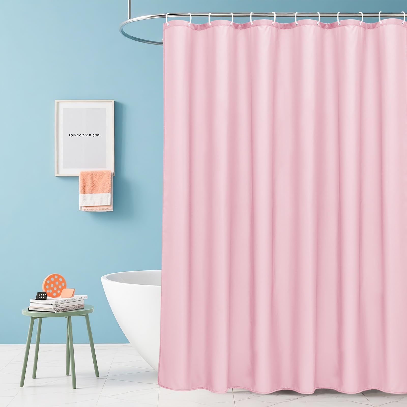UIYIUI Solid Pink Shower Curtain 59X59in/150x150cm/WxH Minimalism Long Shower Curtains for Bathroom, Water Repellent Cloth Hotel Quality with Hooks