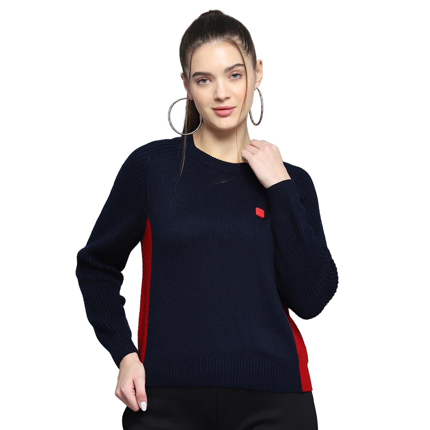 from house of Monte Carlo Womens Solid Navy Blue Round Neck Full Sleeve Pullover-image-49