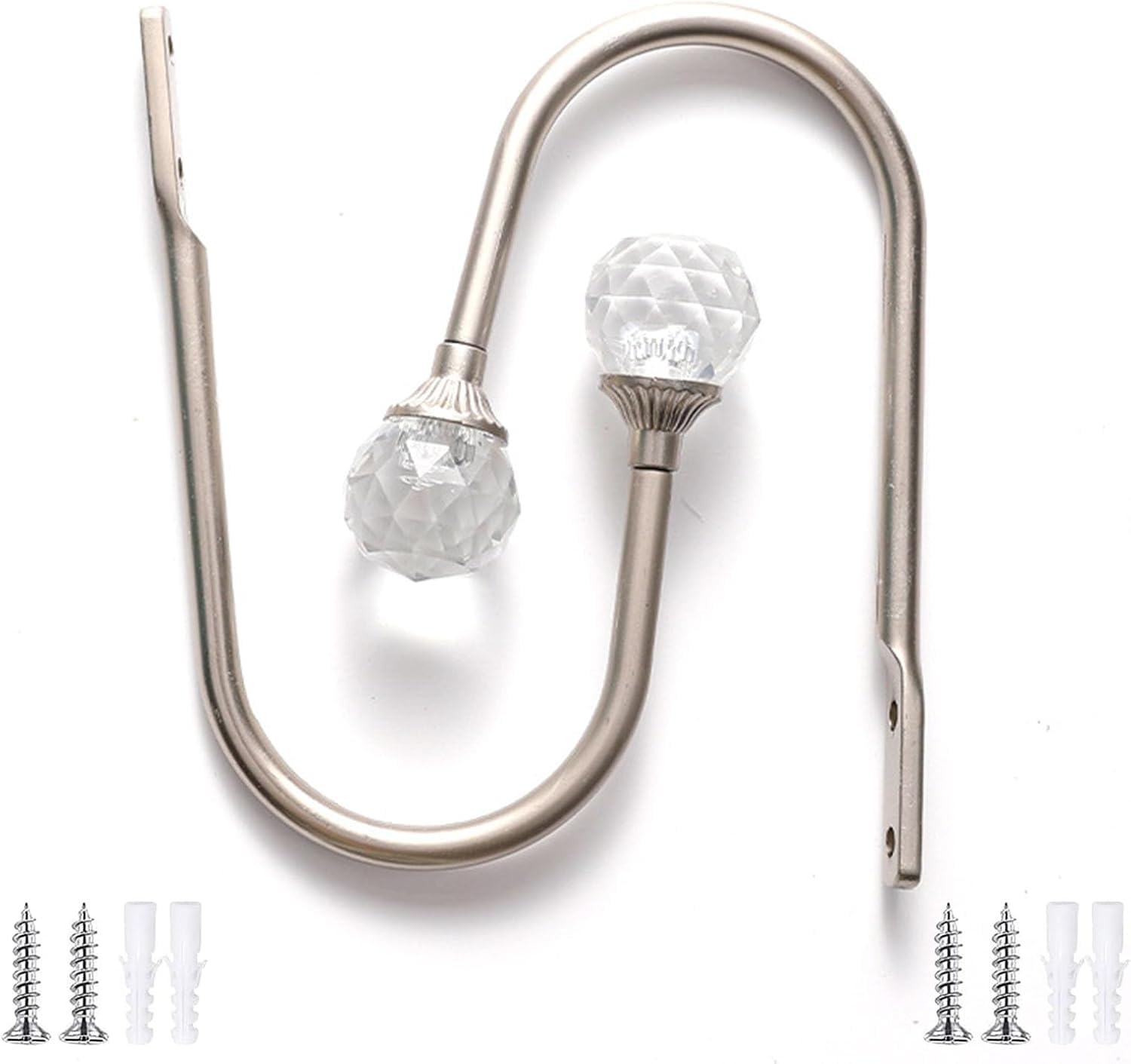 PAQWTYB Hooks, 2 Pack U-Shaped Crystal Curtain Hook Metal Wall