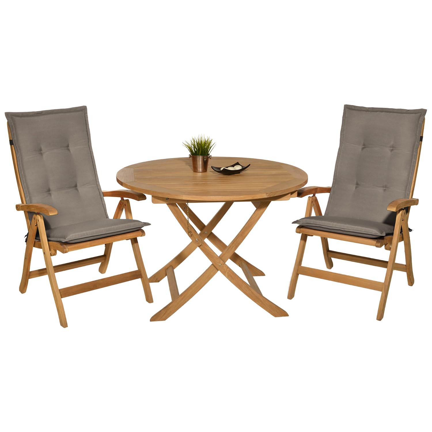 Beautissu Set de 2 Coussin Haut Dossier pour Chaise Jardin 120x50 cm Loft HL – 6 cm Rembourrage Extra Doux & Résistant à la Lumière UV – Confortable Coussin Assise Fauteuil Jardin Exterieur Taupe