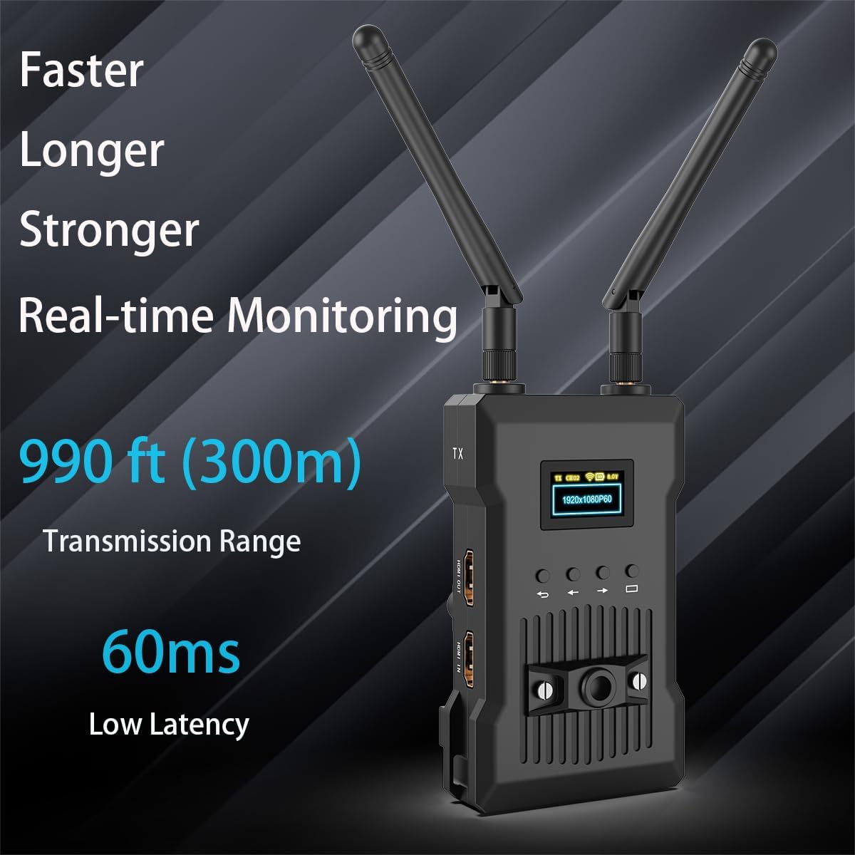 4K Wireless HDMI Transmitter and Receiver Video Transmission System, 2.4/5G Dual-Band 984ft Los Range 60ms Latency up to 4 Devices Monitoring for Live Streaming TVS,DSLR, projectors etc